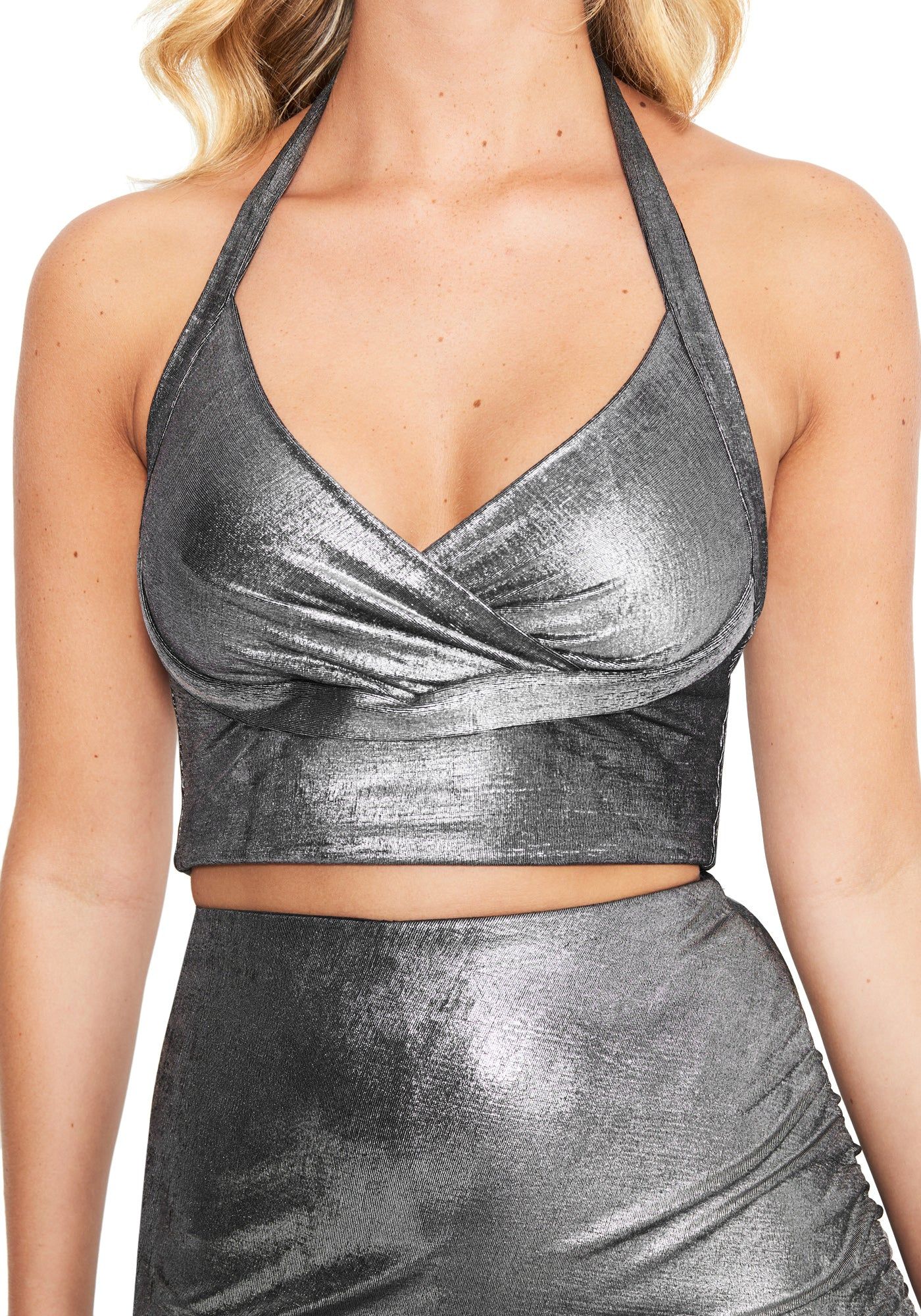 Metallic Silky Knit Crop Top sold by Bebe product image thumbnail 4