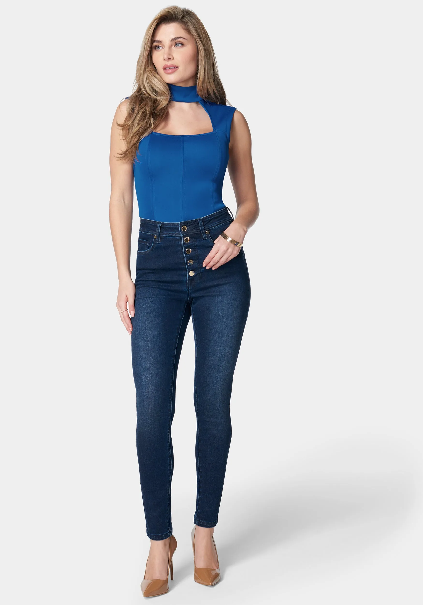 High Waist Button Down Jeans sold by Bebe product image thumbnail 2