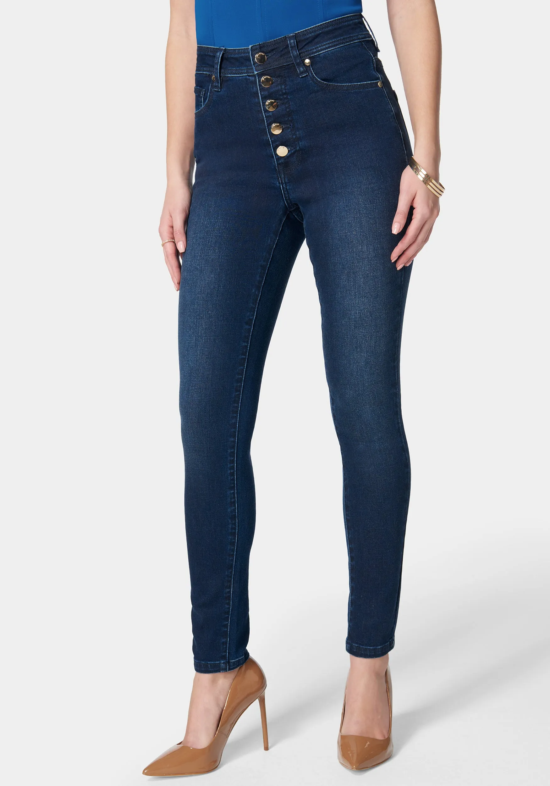 High Waist Button Down Jeans sold by Bebe