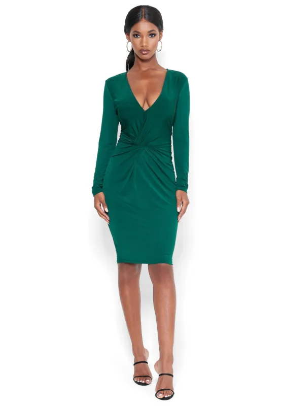 Twist Front V Dress sold by Bebe