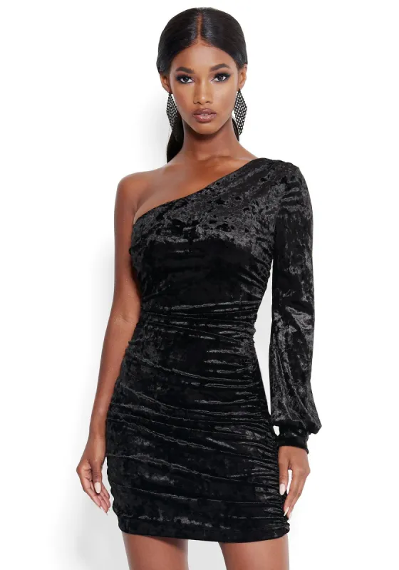 Velvet One Shoulder Dress sold by Bebe