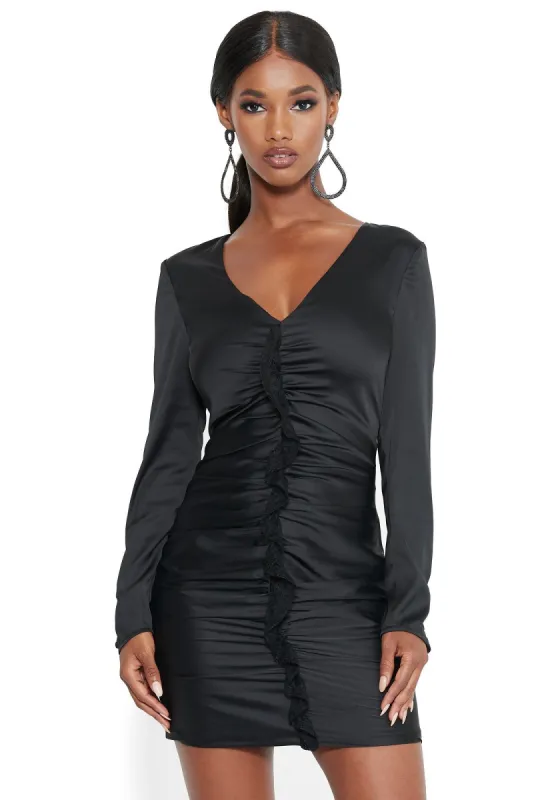 Lace Ruffle Front Dress sold by Bebe