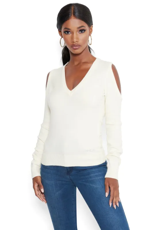 Open Back Sweater sold by Bebe