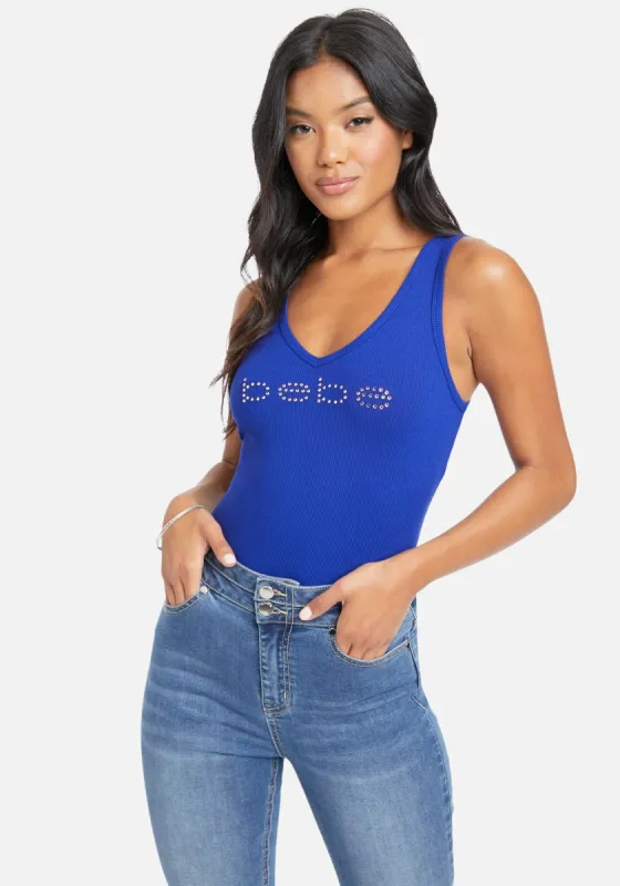 Crystal Logo V-Neck Tank Top sold by Bebe