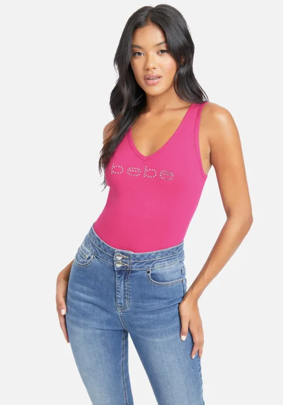 Crystal Logo V-Neck Tank Top sold by Bebe