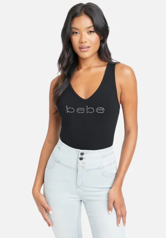 Crystal Logo V-Neck Tank Top sold by Bebe