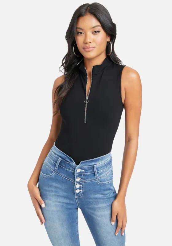 Zipper Mock Neck Sleeveless Top sold by Bebe