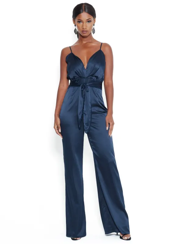 Tie Waist Wide Leg Jumpsuit sold by Bebe
