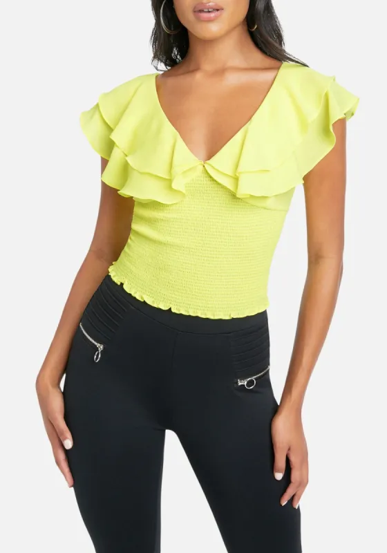 Chiffon Double Ruffle Top sold by Bebe