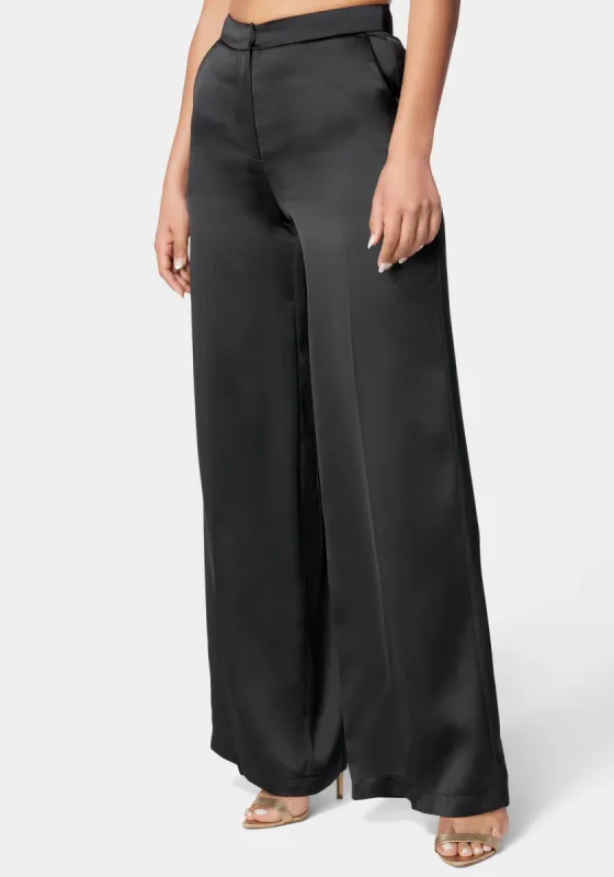 High Waist Wide Leg Tailored Satin Pant sold by Bebe