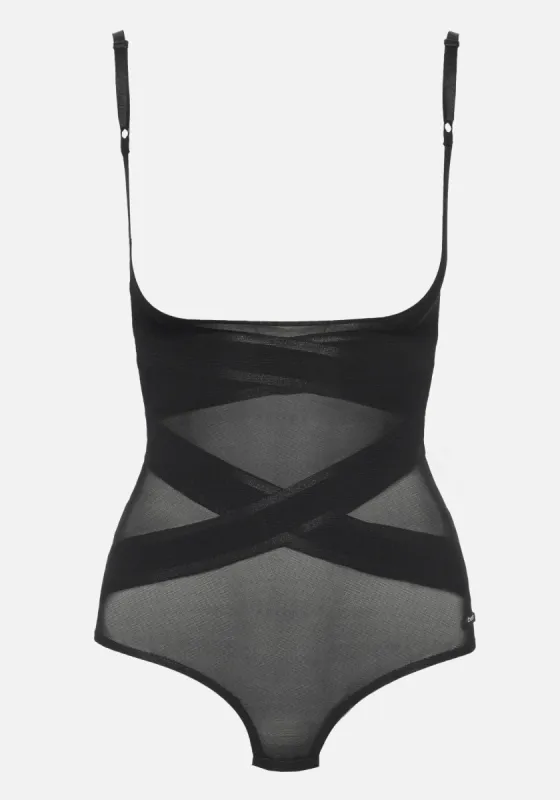 Mesh Cross Detail Bodysuit made by Bebe