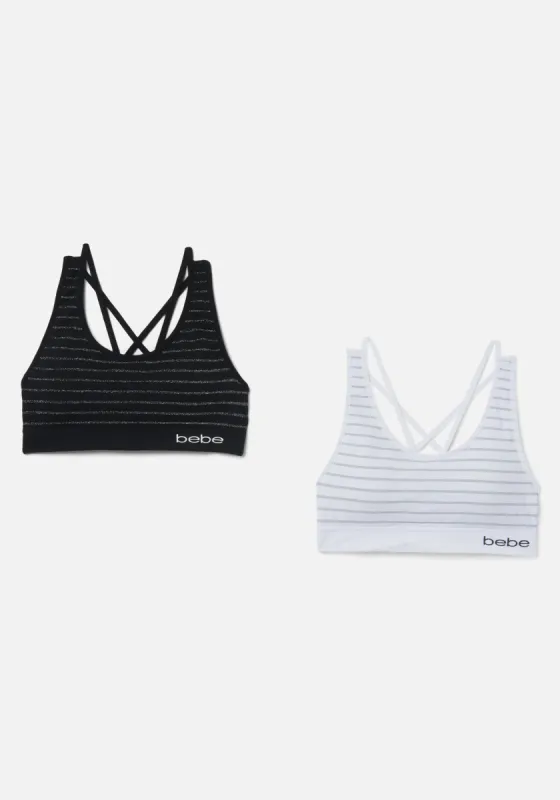 2 Pack Stripe Sports Bra sold by Bebe