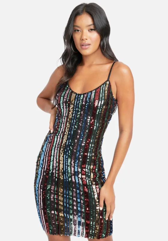 Cowl Back Sequin Dress sold by Bebe