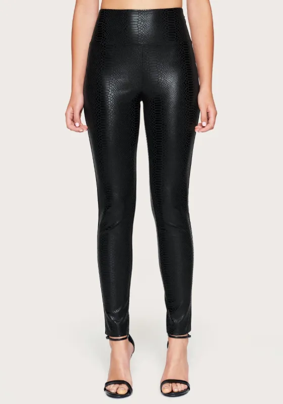 Faux Snake Pull On Leggings sold by Bebe