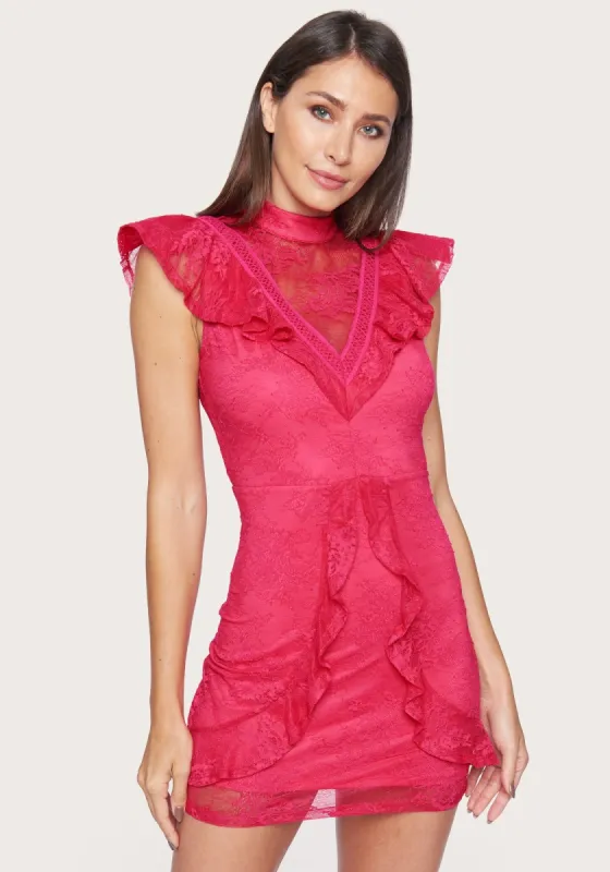 Lace Ruffle Detail Dress sold by Bebe