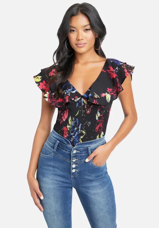 Chiffon Double Ruffle Crop Top sold by Bebe