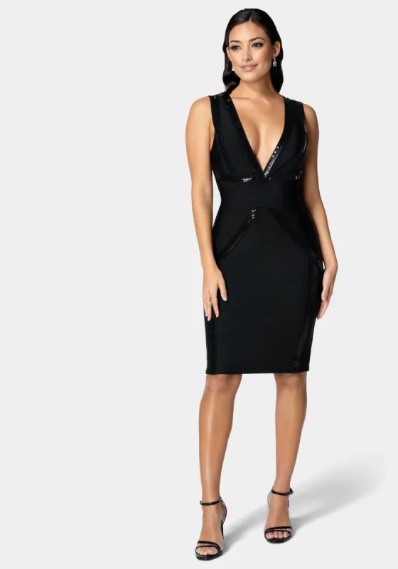 Bandage Metallic Midi Dress sold by Bebe