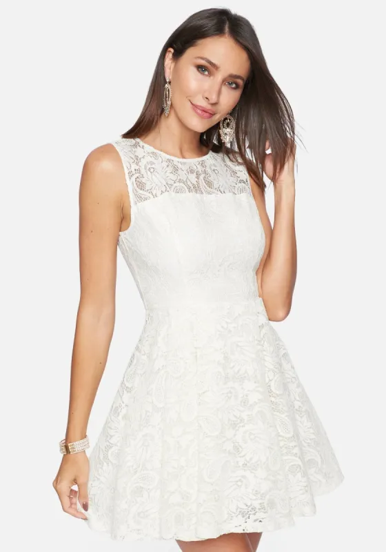 Embroidered Fit And Flare Dress sold by Bebe