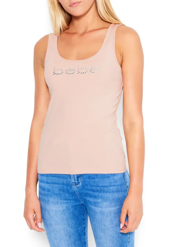 Bebe Logo Rhinestone Racerback Tank sold by Bebe