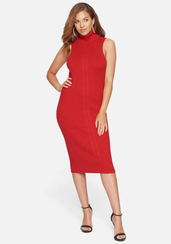 Knit Cowl Neck Midi Dress sold by Bebe
