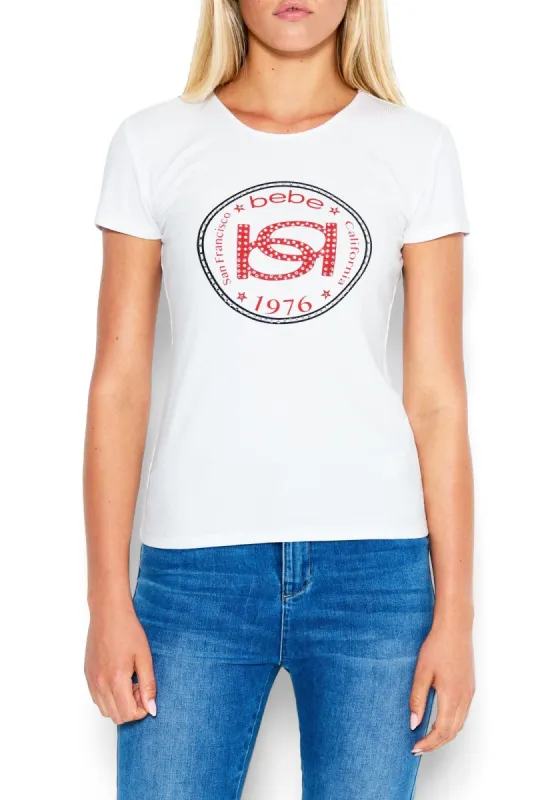 Bebe Logo Interlock Rib Tee sold by Bebe