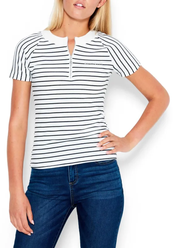 Bebe Logo Stripe ZiP Top sold by Bebe