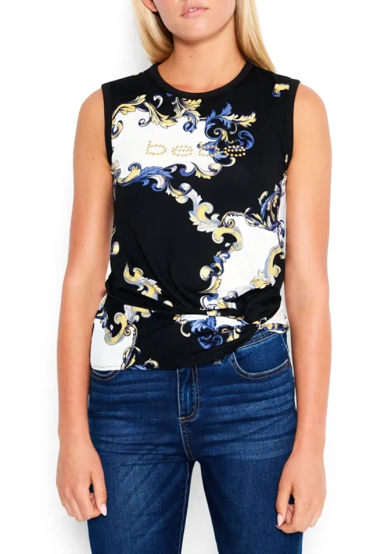 Printed Baroque Bebe logo Tank sold by Bebe