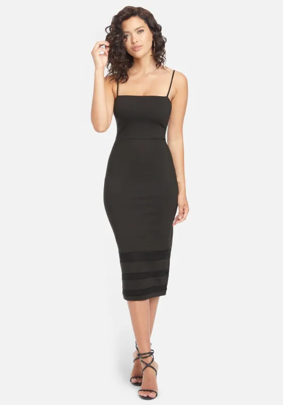Mesh Inset Tube Midi Dress sold by Bebe