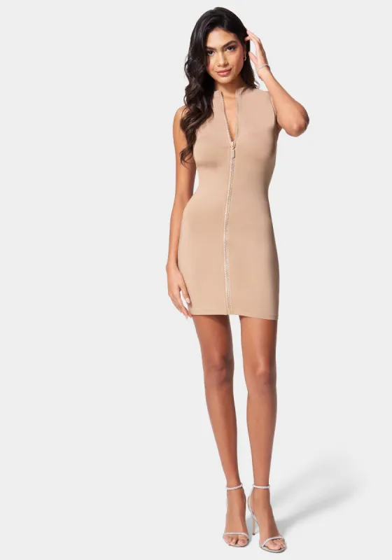 Sparkle Zipper Mini Dress sold by Bebe
