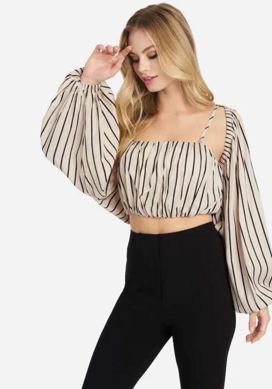 Twill Stripe Long Sleeve Bolero 2-Piece Top made by TC