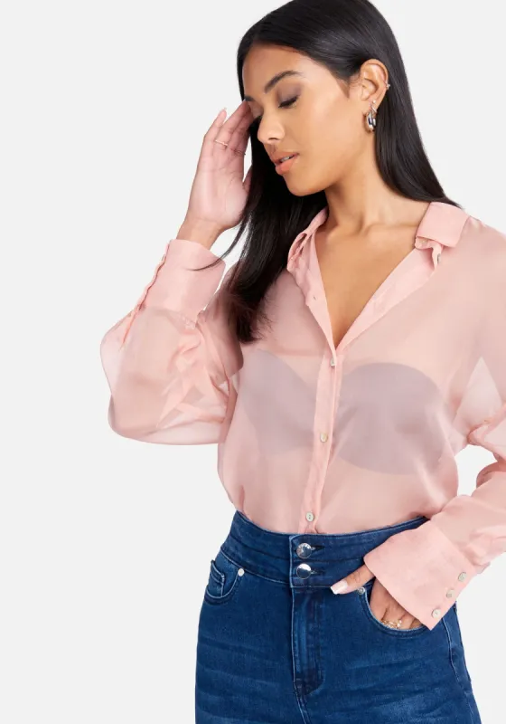 Velvet Chiffon Button Down Oversized Blouse sold by Bebe