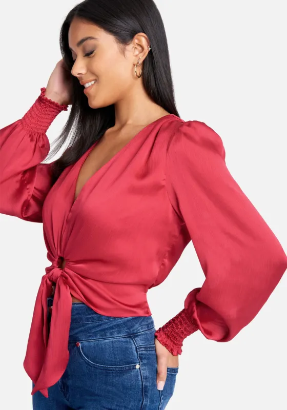 Woven Self Tie Blouse sold by Bebe