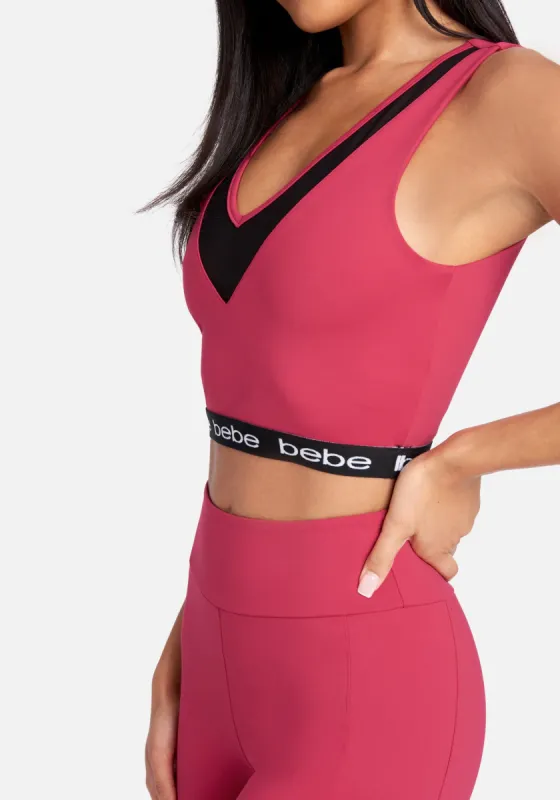 Bebe Logo Elastic Mesh Insert Top sold by Bebe