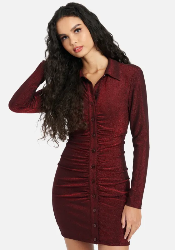 Sparkle Shirred Polo Dress made by Bebe