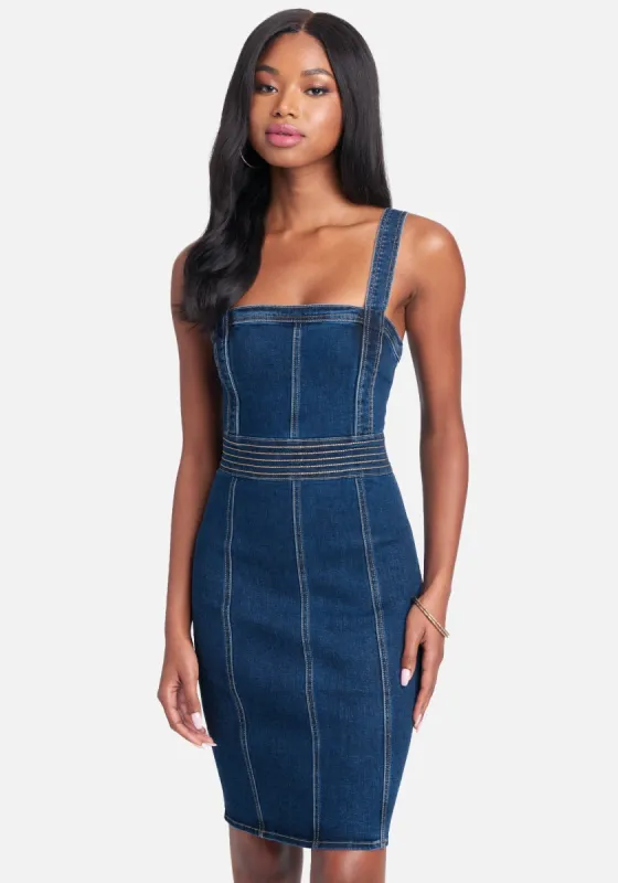 Multi Stitch Body Contour Denim Dress sold by Bebe