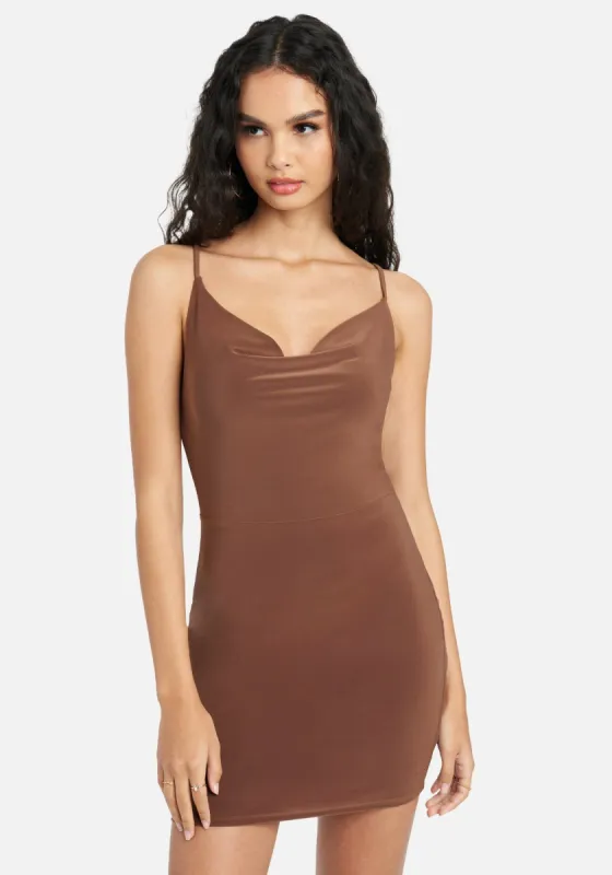 Slinky Cowl Neck Mini Dress sold by Bebe