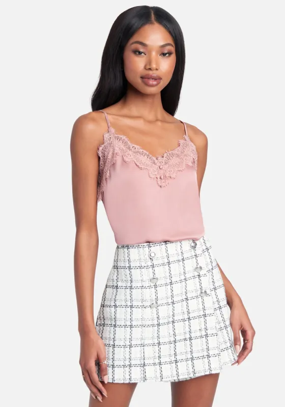 Lace Front Detail Satin Cami sold by Bebe