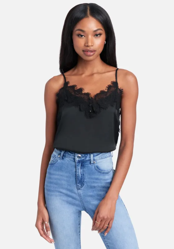Lace Front Detail Satin Cami sold by Bebe