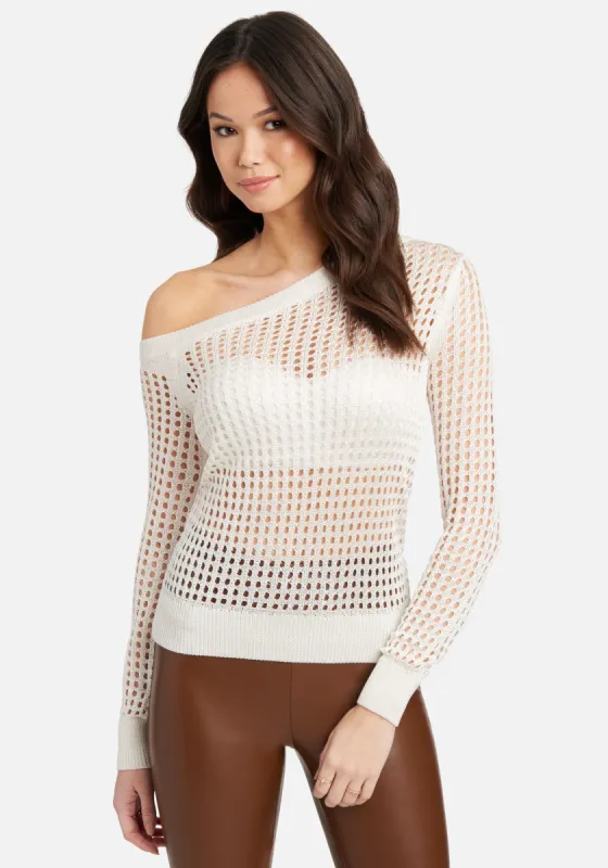 Open Knit Off Shoulder Sweater Top sold by Bebe