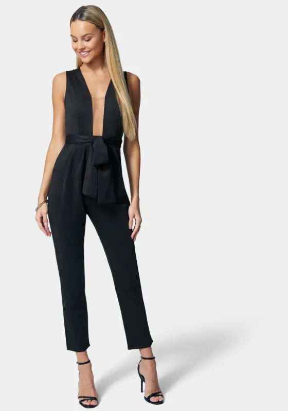 Illusion Mesh Jumpsuit sold by Bebe