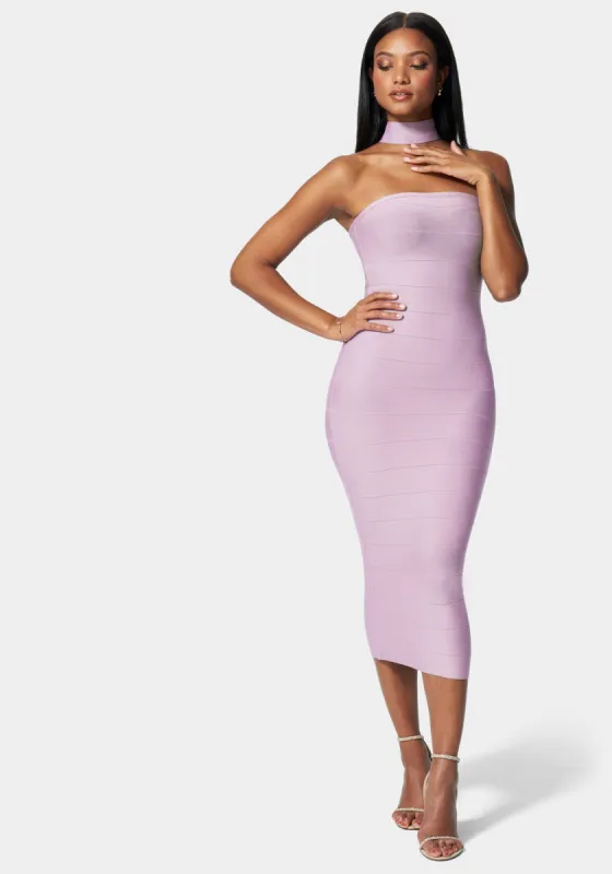 Bandage Choker Neck Midi Dress sold by Bebe