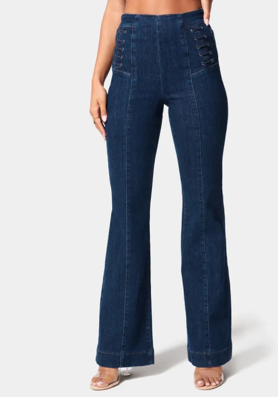Wide Leg High Waist Eyelet Jean sold by Bebe