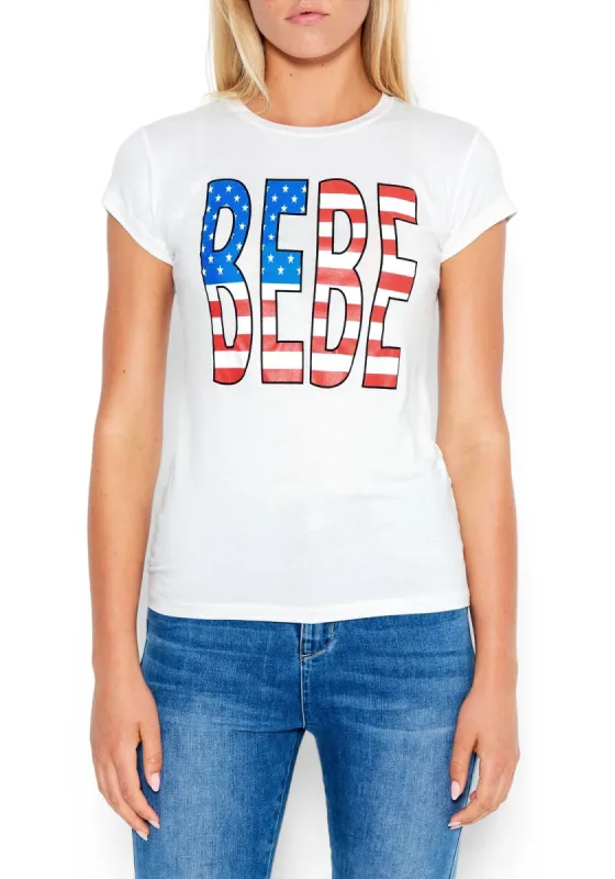 Bebe Logo Patriotic Tee sold by Bebe