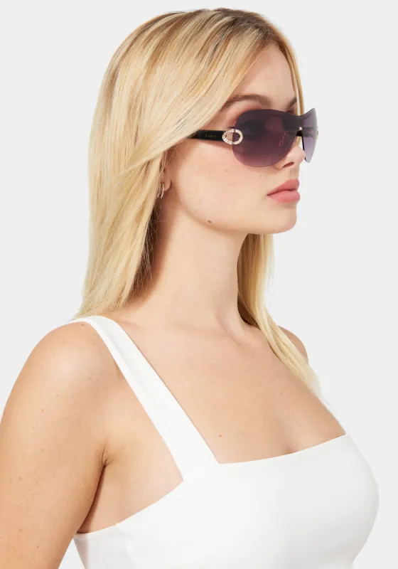 Rimless Shield Sunglasses sold by Bebe