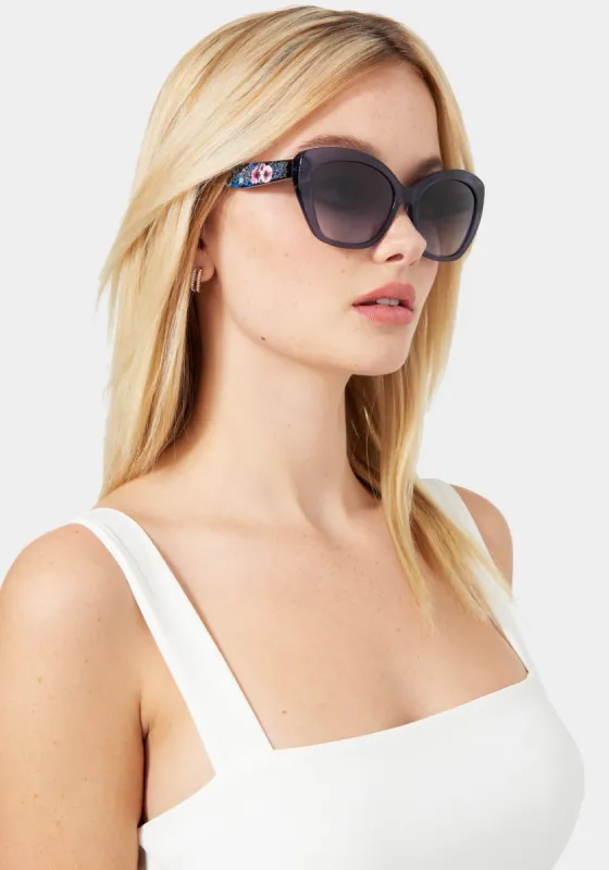Blue Crystal Geometric Sunglasses sold by Bebe