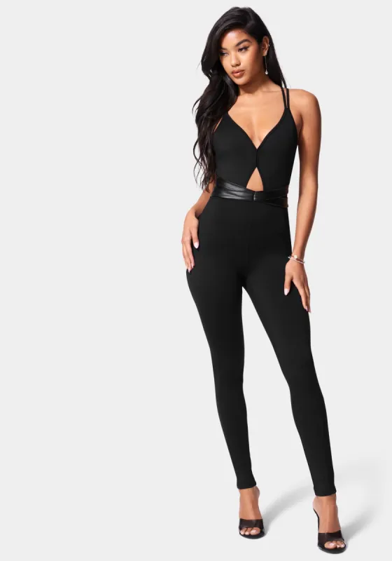 Multi Strap Knit Catsuit sold by Bebe