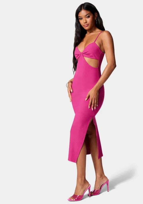 Side Cutout Slit Leg Midi Dress sold by Bebe