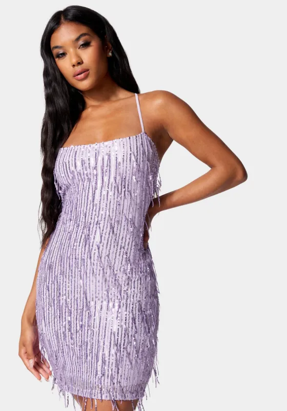 Sequin Lace Up Back Dress sold by Bebe