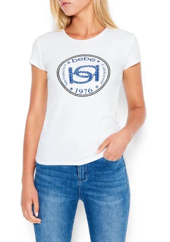 Bebe Logo Interlock Rib Tee sold by Bebe