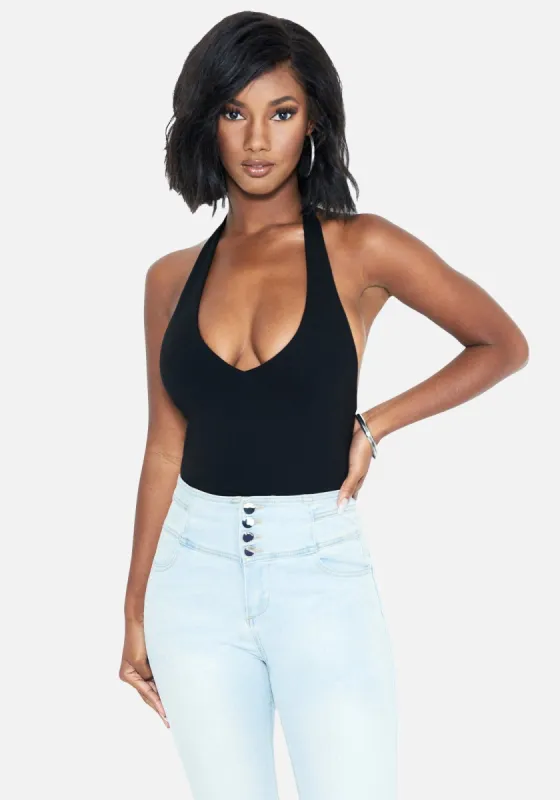 Surplice Halter Knit Crop Top sold by Bebe